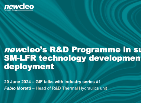 Cover page of the presentation done by newcleo at the GIF talks with Industry webinar N°1